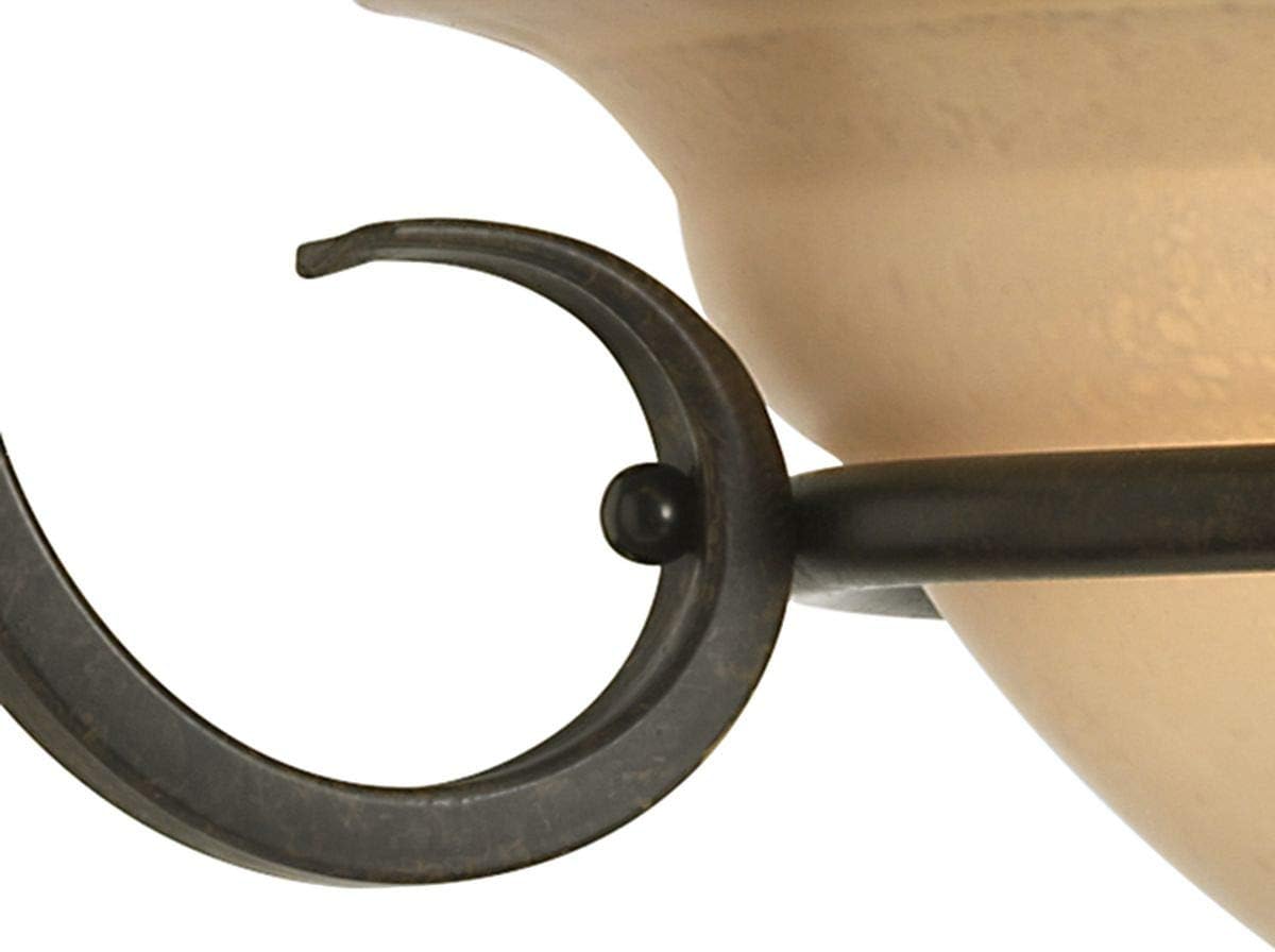 Progress Lighting 3-Light Tea Stained Glass Transitional Inverted Pendant Light, Torino Collection, Indoor, P3847-77, Forged Bronze