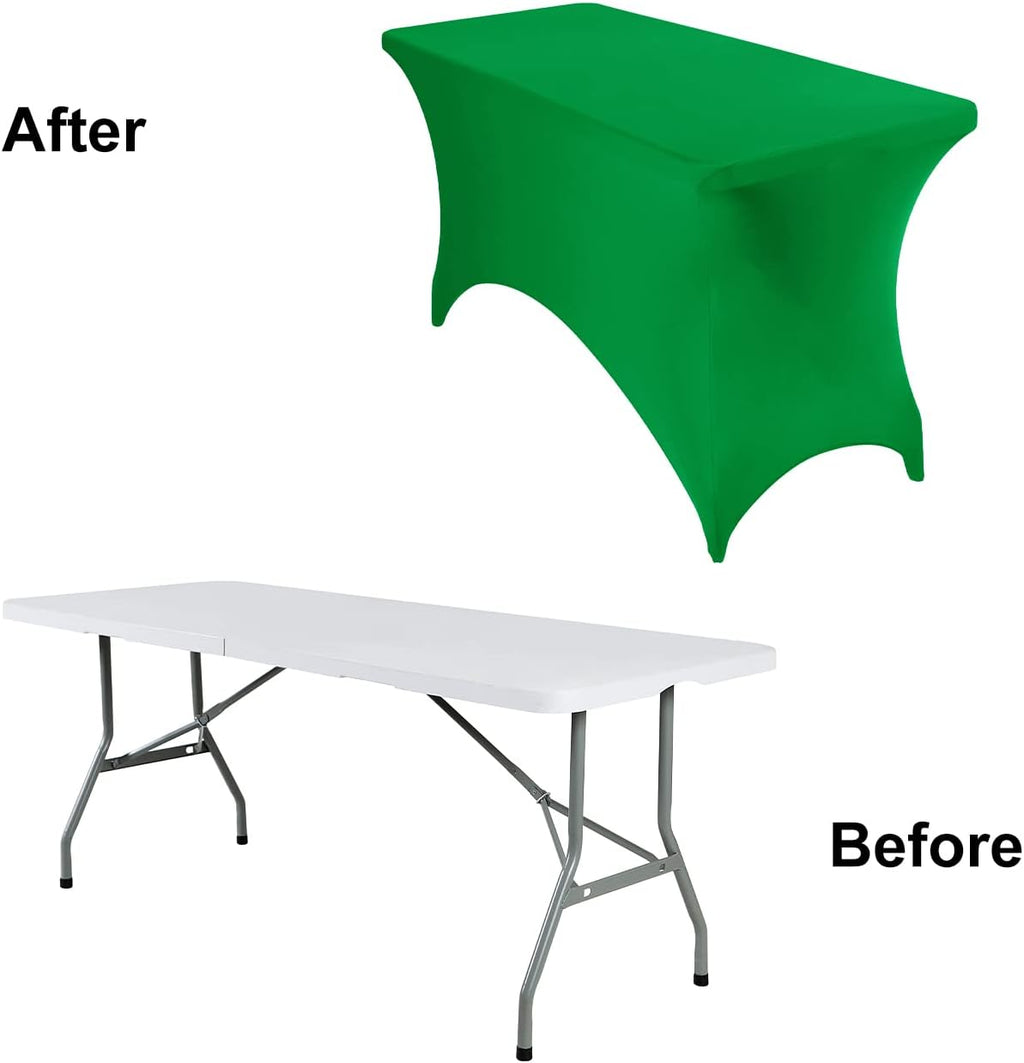 2Pack Spandex Waterproof Table Covers 4ft，Spandex 4ft Waterproof Table Cover for Party,Wedding, Banquet, and Events(Emerald)