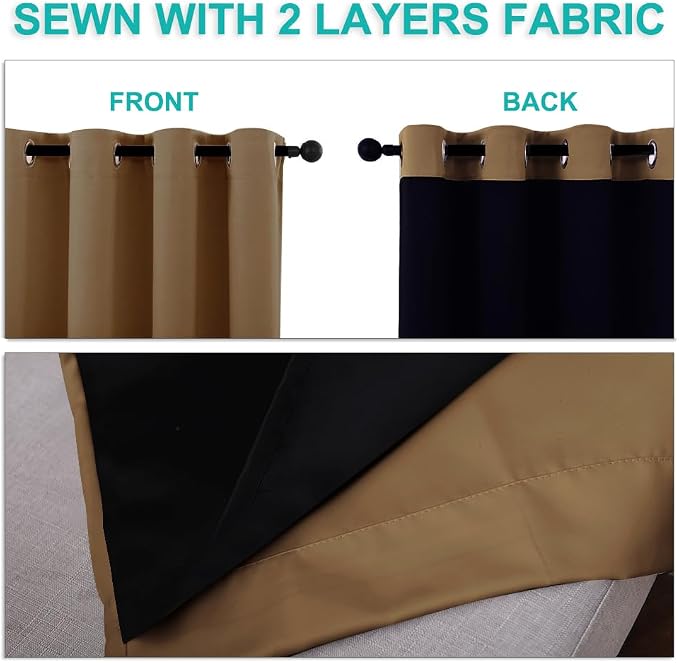 NICETOWN Blackout Curtains 80 inches Long, 2 Pieces, Full Light Blocking Drapes - Image 5