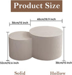 Round Nesting Coffee Table Set of 2 Modern White Fluted Coffee Table Small Round End Table Crescent Side Table Circular Coffee Tables Nested Coffee Tables for Living Room (Cream Small)