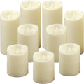 CANDLE CHOICE Waterproof Outdoor Battery Operated Flameless Pillar Candles with Timer White Plastic Realistic Flickering Electric LED Lights for Lantern Garden Wedding Christmas Decorations 9 Pack
