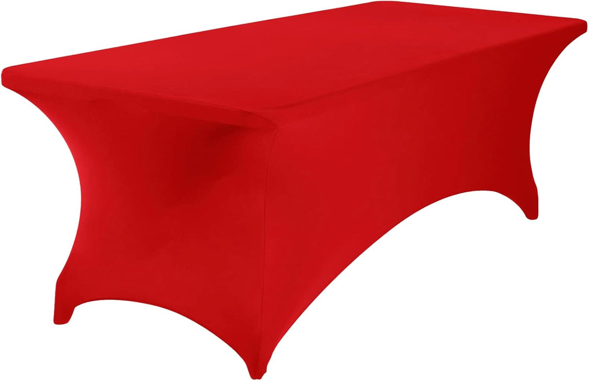 2Pack Spandex Waterproof Table Covers 8ft，Spandex 8ft Waterproof Table Cover for Party,Wedding, Banquet, and Events(Red)