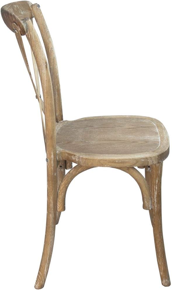 EMMA + OLIVER Natural with White Grain X-Back Chair