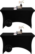 2Pack Spandex Waterproof Table Covers 4ft，Spandex 4ft Waterproof Table Cover for Party,Wedding, Banquet, and Events(Black)
