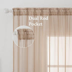 MIULEE 2 Panels Sheer Curtains for Living Room 54 X 96 Inches Brown | Window - Image 2