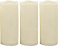Waterproof Outdoor Battery Operated Flameless Candles with Auto Timer Flickering Plastic Resin Electric LED Pillar Lights for Lantern Patio Garden Wedding Party Decorations 3x7 Inches 3 Pack Ivory