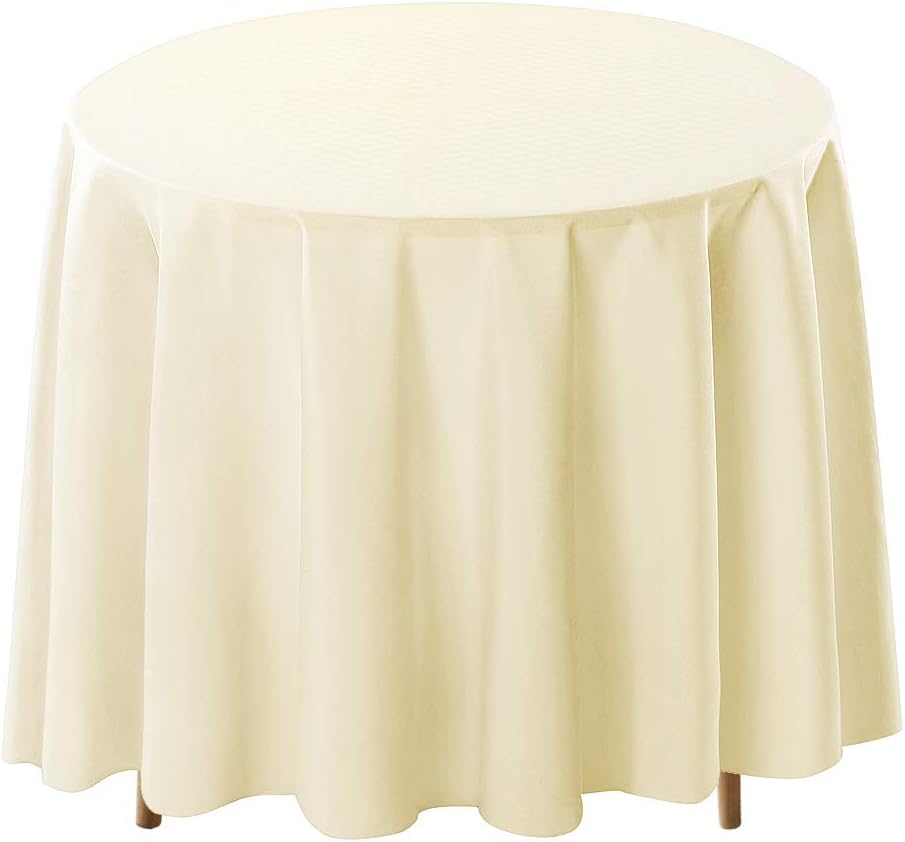 Surmente Ivory Tablecloth for Round Tables, 120-inch Round Table Cloths for Weddings, Banquets, or Restaurants