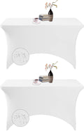 2Pack Spandex Waterproof Table Covers 4ft，Spandex 4ft Waterproof Table Cover for Party,Wedding, Banquet, and Events(White)