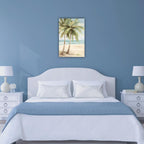 LURENCZH Tropical Beach Canvas Wall Art Seaside Palm Tree Picture Wall Decor Ocean Scenery Painting Prints for Bathroom Decor Framed(Beach-2,12.00" x 18.00")
