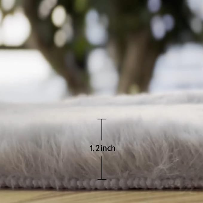 ORINOVA Faux Fuzzy Machine Washable Bunny Fur Area Rugs - Image 2