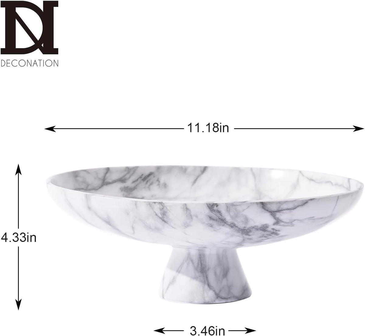 DN DECONATION White Resin Decorative Bowl for Modern Home Decor, 11.2" Large Pedestal Kitchen Fruit Bowl/Key Holder/Candy Dish/Potpourri for Entryway Table, Coffee Table, Dining Room,Table Centerpiece