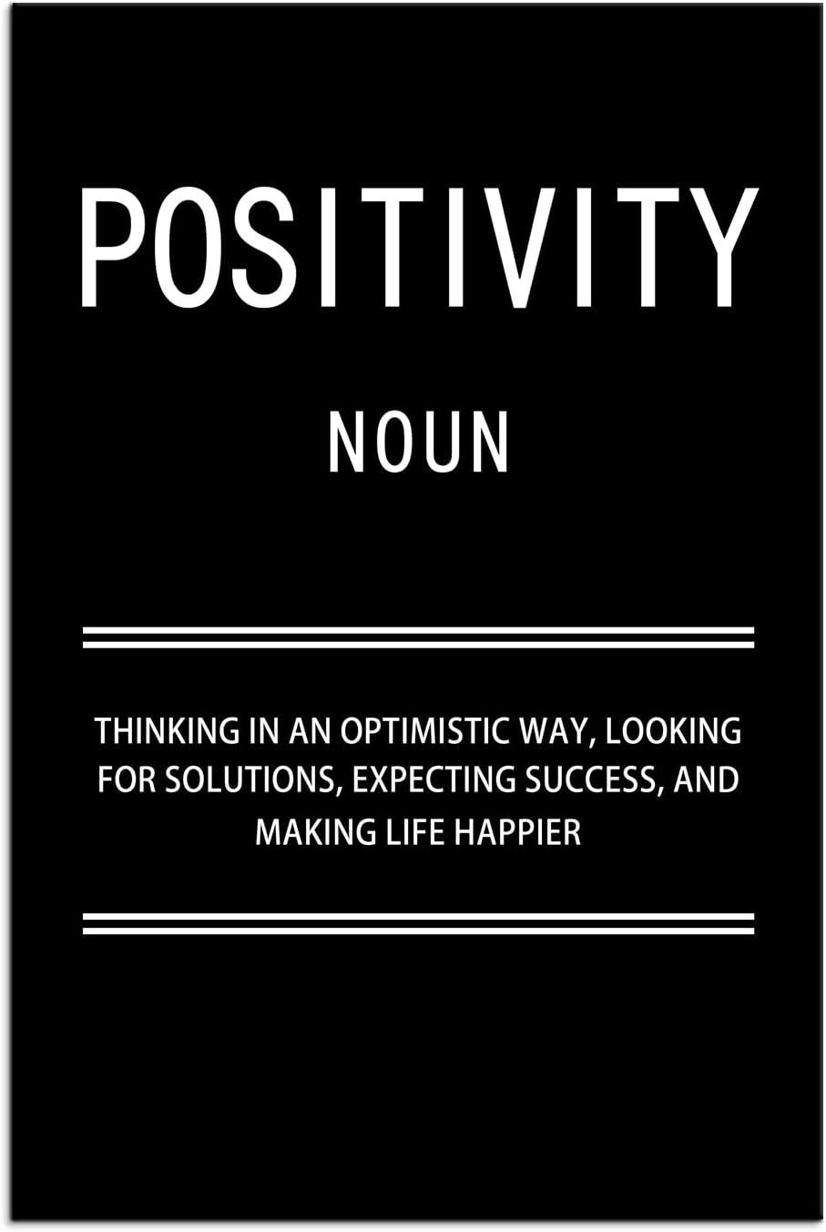 Positivity Noun Motivational Quotes Wall Art Inspirational Canvas Painting Poster Inspiring Positive Prints Wall Pictures for Living Room Home Decor Office Framed Ready to Hang [30''W x 40''H]