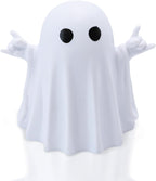 Halloween Ghost Figurine Halloween Desk Ornaments Funny Gestures Spooky Ghost Statue Cartoon Cute Mini Resin Spooky Ornaments for Holiday Home and Office Decorations