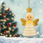 4pcs Button Christmas Tree Ornament Kits, Fun Holiday Decorations for All Ages, DIY Craft Buttons Kit with Christmas Snowman/Santa/Angel, Gifts for Xmas Tree Hanging Decorations (Snowman)