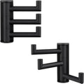Angle Simple Swivel Towel Hooks for Bathroom, SUS 304 Stainless Steel Foldable 3 Arms Robe Towel Holder, Shower Wall Coat Hooks, Matte Black, 2 Pack