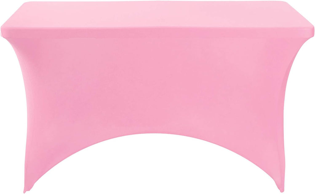 2Pack Spandex Table Cover for 4FT or 6ft or 9ft Table Universal Fitted Stretch Tablecloth for Party, Banquet, Wedding and Events-Pink
