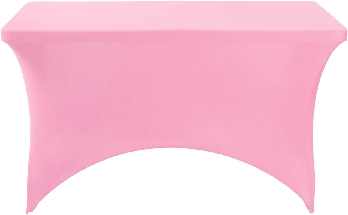 2Pack Spandex Table Cover for 4FT or 6ft or 9ft Table Universal Fitted Stretch Tablecloth for Party, Banquet, Wedding and Events-Pink