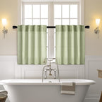 MIULEE Sage Green Kitchen Curtain 36 Inch Length 2 Panels Farmhouse | Textured - Image 2