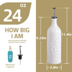 Sweejar Large Ceramic Olive Oil Dispenser Bottle, 24 Oz Relief Opaque Oil Cruet Protects Oil To Reduce Oxidation, Storage Vinegar, Soy Sauce, Coffee Syrup, Liquids, Set of 1 (Beige)
