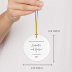 Andaz Press Round Ceramic Porcelain Christmas Tree Ornament Keepsake Collectible Godmother Gift, The Love Between A Godmother And Godson Is Forever, 1-Pack Godmother Ornament 2025 Godson Ornament 2025