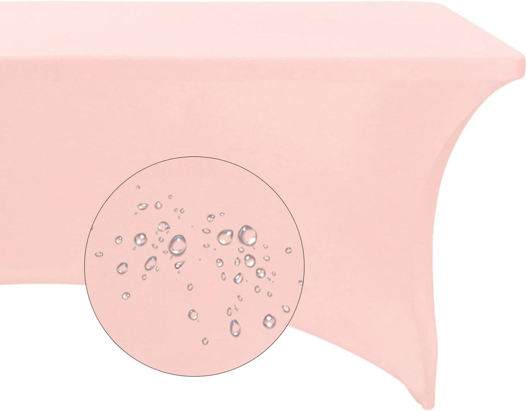 Spandex 6ft Waterproof Table Cover for Party,Wedding, Banquet, and Events(Blush Pink)