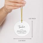 Andaz Press Round Ceramic Porcelain Christmas Tree Ornament for Teacher Thank You Gift, Teacher Definition, (Noun), Mentor, Listener, Counselor, Nurturer of Dreams, Also See Miracle Worker, 1-Pack