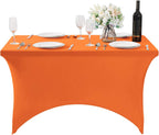 Spandex Table Cover for 4FT or 6ft or 8ft Table Universal Fitted Stretch Tablecloth for Party, Banquet, Wedding and Events-Orange