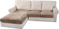 H.VERSAILTEX Velvet Stretch Sectional Couch Covers 3 Pieces Sofa Seat Cushion Covers L Shape Separate Cushion Couch Cover for Both Left/Right Sectional Couch (Large Sofa 2 Seater + 1 Chaise, Taupe)