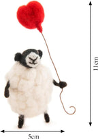 | Hand-Felted Sheply Sheep with Heart Balloon | Organic Wool Home Decor | Fair Trade Plush Animal Ornament | Gift for Any Occasion | Perfect for New Spaces & Home Accessories
