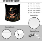 Whimsical Witch Pig Tapestry Wall Hanging Cute Farmhouse Animal Tapestry Aesthetic Moon and Stars Pictures Print Cottagecore Witchy Halloween Artwork Tapestries Decor for Living Room Bedroom 30x40inch