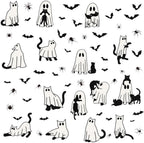Halloween Ghost Window Clings for Glass 6 Sheets Cute Window Decals Spooky Window Stickers Cat Spider Reusable Windows Cling for Halloween Fall Party Home School Office Glass Supplies Decorations