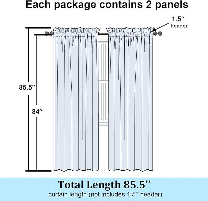 Simplebrand Light Green Sheer Curtains 84 Inches Long 2 Panels, Light Filtering - Image 8