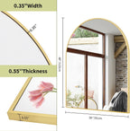 BEAUTYPEAK 36"x48" Arch Bathroom Mirror, Wall Mounted Vanity Metal Frame Mirror for Bedroom, Entryway, Living Room, Gold