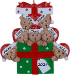Personalized Family Ornament 2024, Bear Family of 7 Christmas Tree Ornament, Customized Teddy Bear Ornaments for Christmas Tree Decor, Unique Bear Gifts for Mom, Dad, Grandkids, Grandma, Grandpa