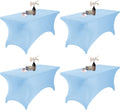 4Pack Spandex Waterproof Table Covers 6ft，Spandex 6ft Waterproof Table Cover for Party,Wedding, Banquet, and Events(Blue Mist)