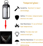 Bdor 2 Pack Luxury Black Metal Lanterns – 16" Tall Modern Hurricane Candle Lanterns with Tempered Glass Panels for Front Porch, Tabletop, Mantel, Wall Hanging, Garden, Indoor & Outdoor Décor