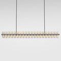 Crystal Black Rectangular Chandelier Light Fixture,72 in Large Dining Room Chandelier Over Table,Modern Chandeliers for Living Room,Arcachon Chandeliers,Kitchen Island,Includes 80xG4 Bulbs