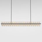 Crystal Black Rectangular Chandelier Light Fixture,72 in Large Dining Room Chandelier Over Table,Modern Chandeliers for Living Room,Arcachon Chandeliers,Kitchen Island,Includes 80xG4 Bulbs