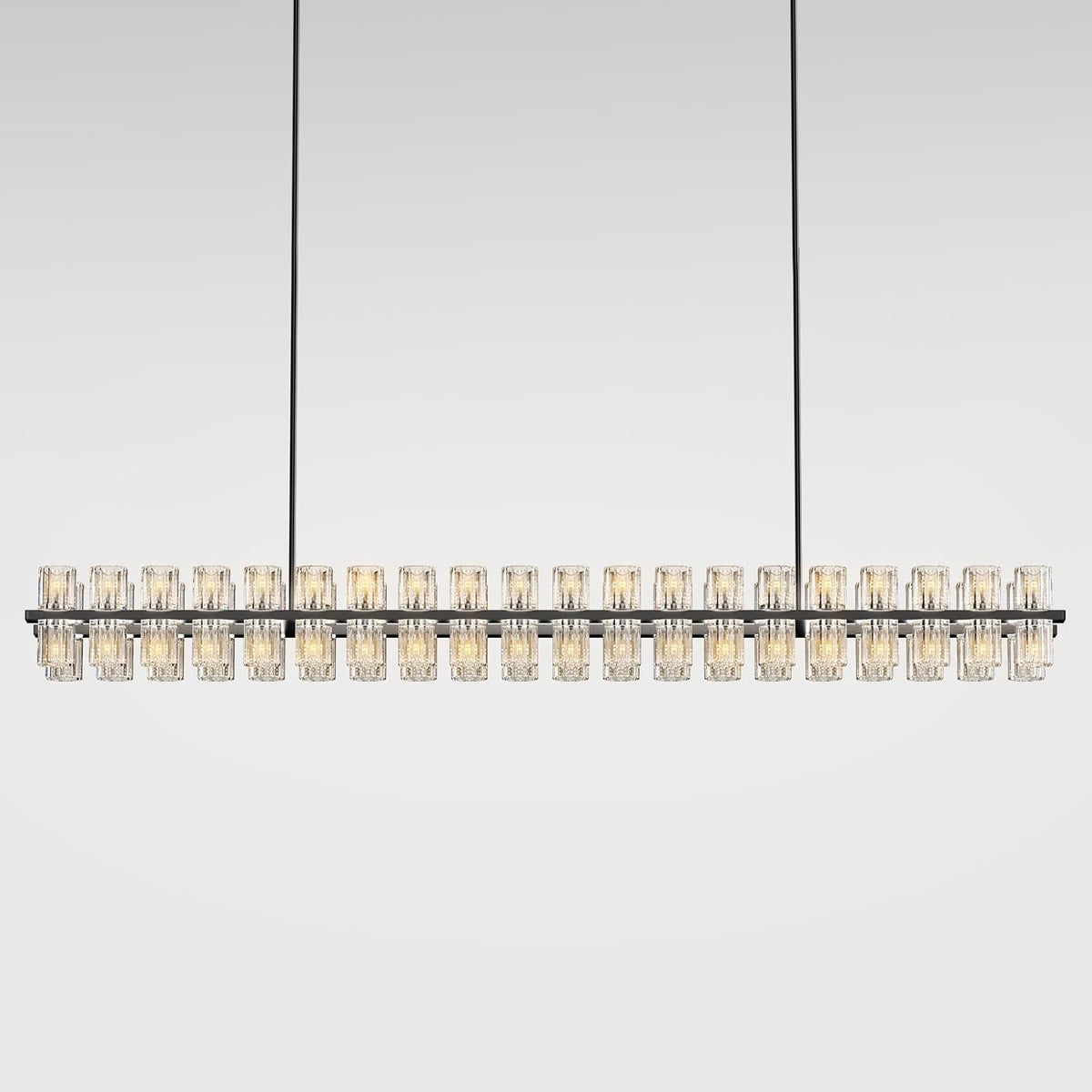 Crystal Black Rectangular Chandelier Light Fixture,72 in Large Dining Room Chandelier Over Table,Modern Chandeliers for Living Room,Arcachon Chandeliers,Kitchen Island,Includes 80xG4 Bulbs