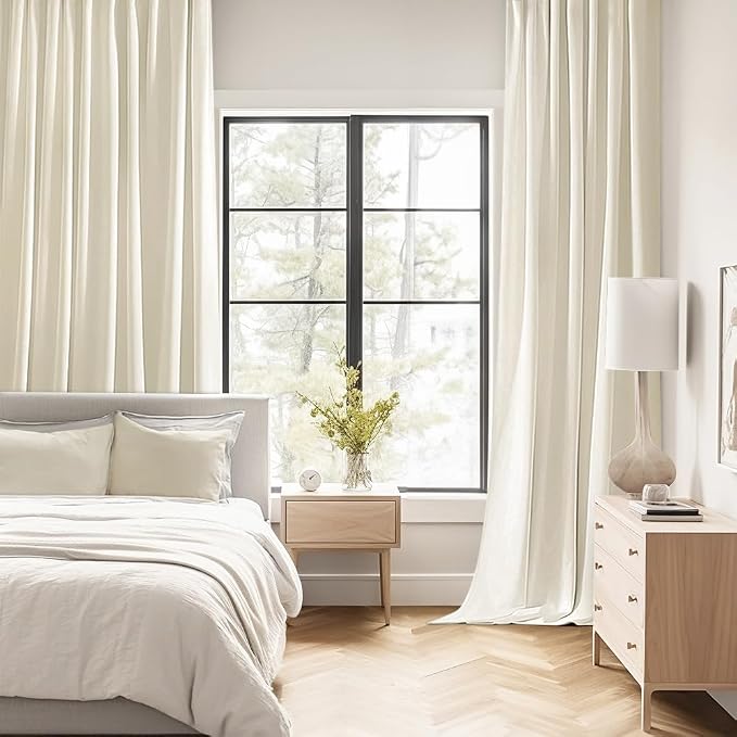 MIULEE Beige White Back Tab Blackout Curtains 52x96 Inch Long 2 Panels Set | - Image 2