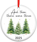 Family of Three Ceramic Ornament 2025 – “and Then There were Three” Christmas Tree Decoration, Pregnancy Announcement