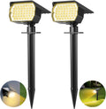 Solar Spot Lights Outdoor 2 Pack, [46 LED/3 Modes] Solar Landscape Spotlights Waterproof, 2-in-1 Auto On/Off Solar Powered Lights for Outside Yard Garden Wall Pathway(Warm White)