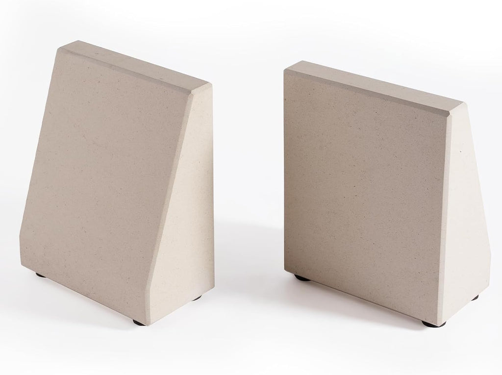 Book End, Natural Marble Bookend for Shelves, Non-Skid Bookends for Heavy Books, Heavy Duty Book Stopper for CDs and Oversized Books, Luxury Book Shelf Holder, Moleanos Beige