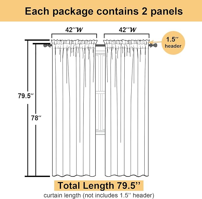 Light Grey Sheer Curtains 78 Inches Long 2 Panels, Light Filtering Voile Airy - Image 3
