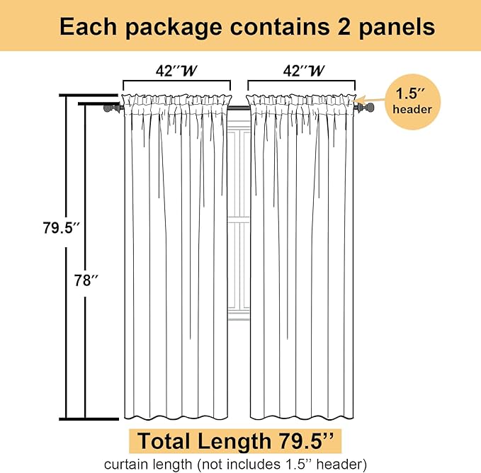 Goose Yellow Sheer Curtains 78 Inches Long 2 Panels, Airy Light Filtering Voile - Image 3
