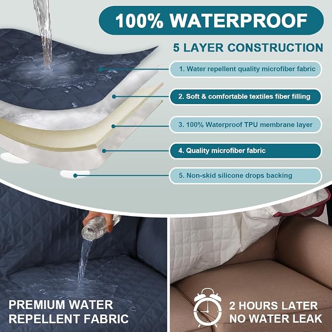 Turquoize 100% Waterproof Sofa Covers Couch Cover Sofa Cover - Image 3