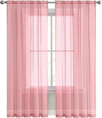 SpaceDresser Sheer Blush Curtains 4 Panels Rod Pocket Semi-Sheer Curtain 72 - Image 8