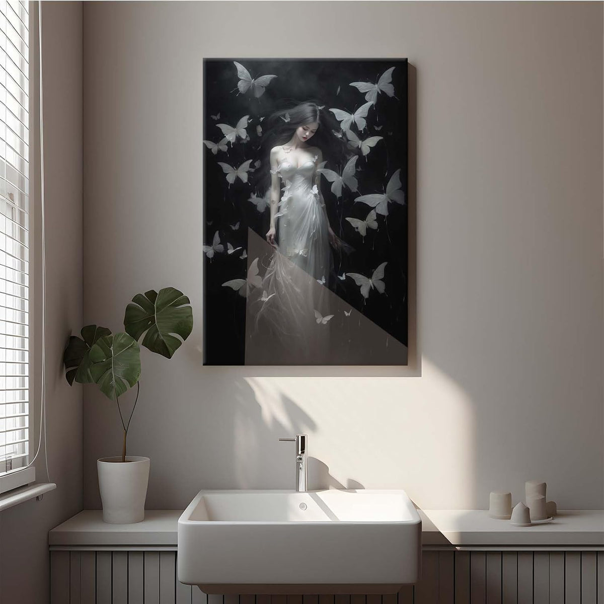 JFHCQJPK Vintage Gothic Feminine Canvas Wall Art Print Butterfly Poster Moody Female Wall Art Retro Artwork Dark College Decor for Home Bedroom12x16in Frameless
