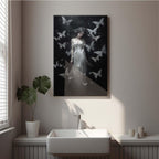 JFHCQJPK Vintage Gothic Feminine Canvas Wall Art Print Butterfly Poster Moody Female Wall Art Retro Artwork Dark College Decor for Home Bedroom8x12in Frameless