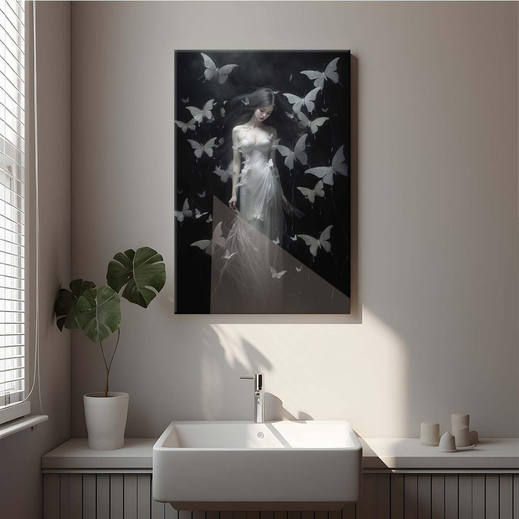 JFHCQJPK Vintage Gothic Feminine Canvas Wall Art Print Butterfly Poster Moody Female Wall Art Retro Artwork Dark College Decor for Home Bedroom28x40in Frameless